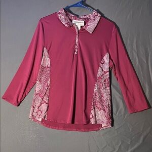 Tommy Bahama Burgundy Floral Button Down Shirt pre loved.